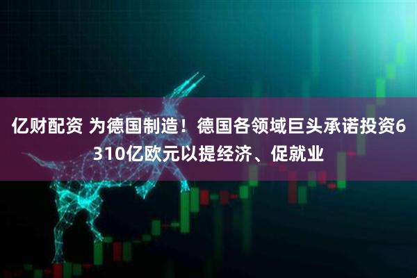 亿财配资 为德国制造！德国各领域巨头承诺投资6310亿欧元以提经济、促就业