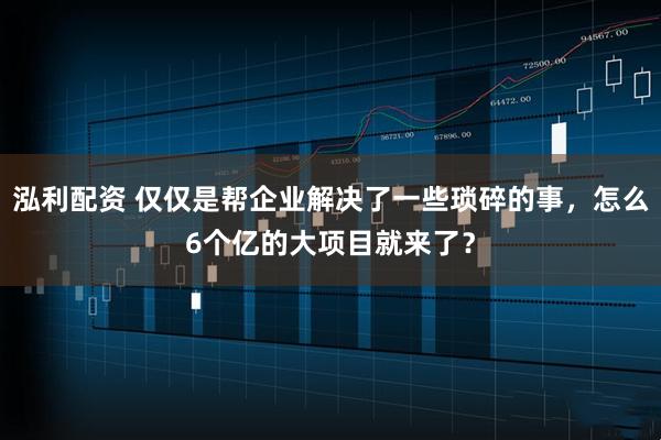 泓利配资 仅仅是帮企业解决了一些琐碎的事，怎么6个亿的大项目就来了？